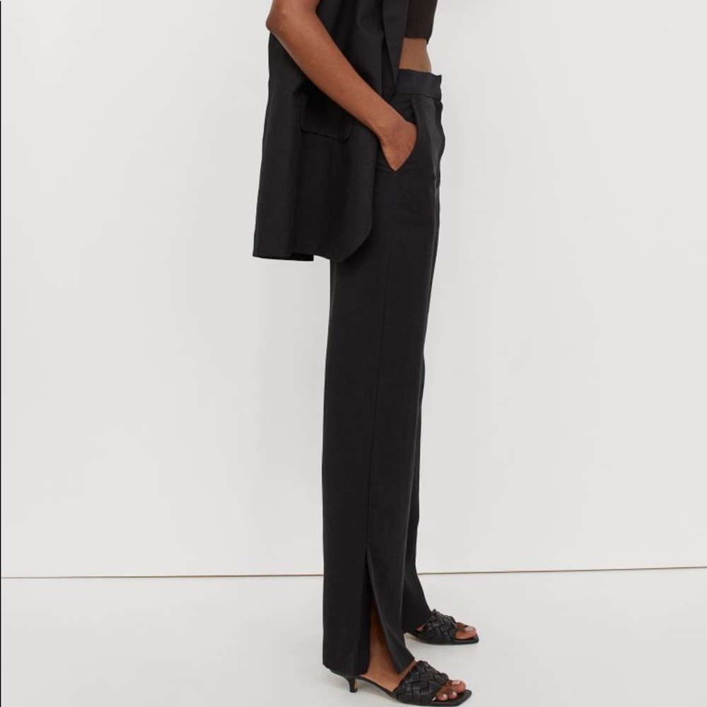Wide-cut Side-slit Pants